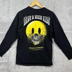 Crooked Clubhouse “Have a Nice Ride” Skull Smiley Long Sleeve Tee Men’s M Canada